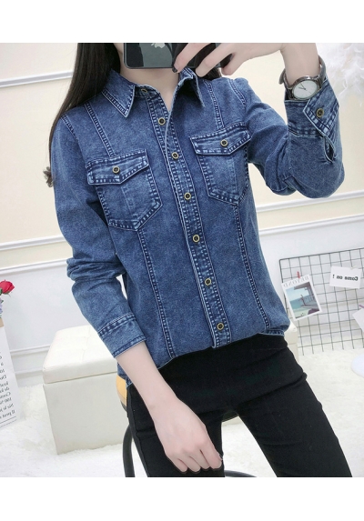 kemeja denim lengan panjang T5871