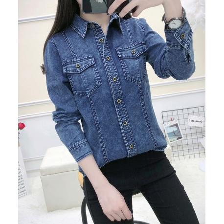 kemeja denim lengan panjang T5871