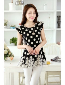 blouse renda motif polkadot T1425