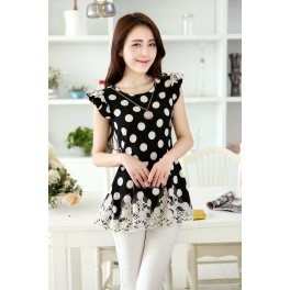 blouse renda motif polkadot T1425