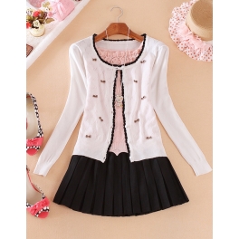 cardigan wanita motif pita T1427