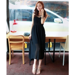 long dress chiffon tanpa lengan D1153