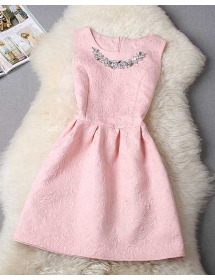 dress pesta korea tanpa lengan D1178