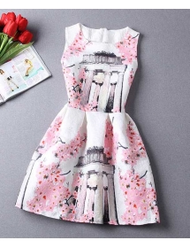 dress wanita motif meihua D1210