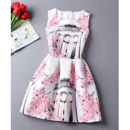 dress wanita motif meihua D1210