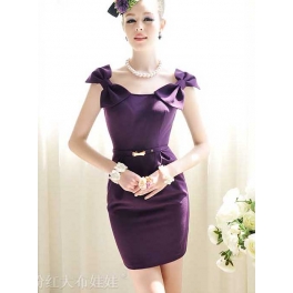 dress pesta tanpa lengan model pita D1251