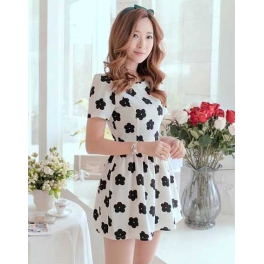 dress wanita korea motif bunga D1258