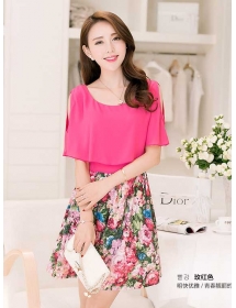 dress chiffon motif bunga D1282