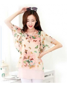 blouse chiffon motif kupu-kupu T1537