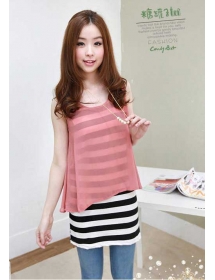 blouse salur tanpa lengan T1538