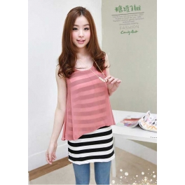 blouse salur tanpa lengan T1538