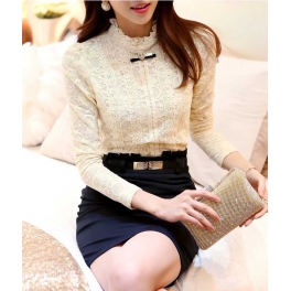 blouse brukat korea lengan panjang T1560