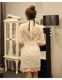 dress brukat model korea D1401