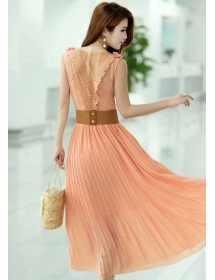 long dress v-neck tanpa lengan D1408