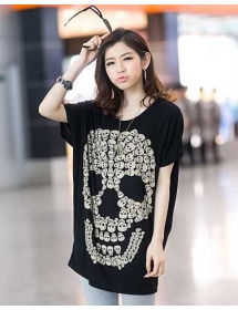 blouse wanita motif tengkorak T1571