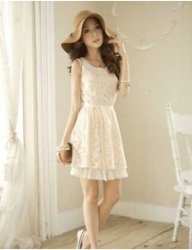 dress brukat tanpa lengan D1426