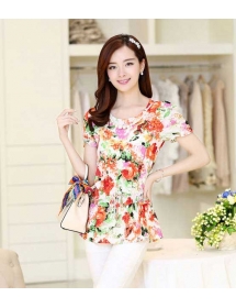 blouse wanita motif bunga T1590