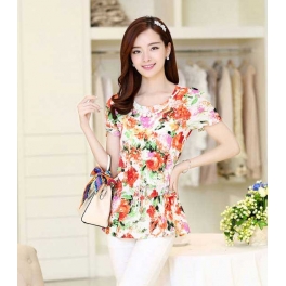 blouse wanita motif bunga T1590