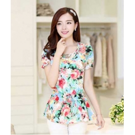 blouse wanita motif bunga T1592