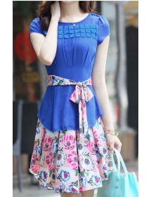 dress chiffon motif bunga D1453