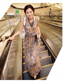 long dress tanpa lengan motif batik D1468