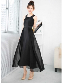 long dress wanita tanpa lengan D1531