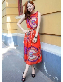 long dress tanpa lengan motif batik D1533