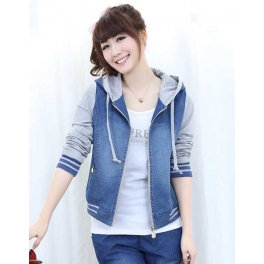 jaket denim bertopi T1698