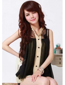 blouse chiffon tanpa lengan T1703