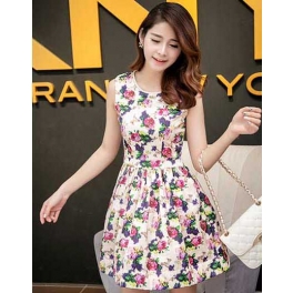 dress wanita korea motif bunga D1600