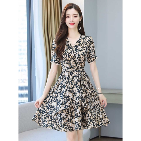 dress wanita korea D7053