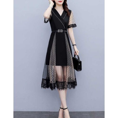 dress wanita korea D7056