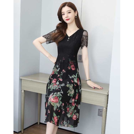 dress wanita korea D7107