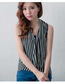 blouse salur tanpa lengan T1786