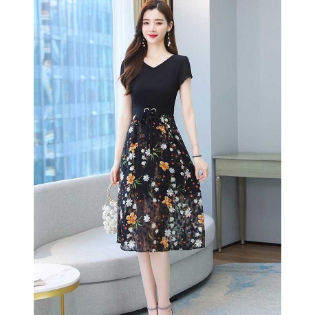 dress wanita korea D7113