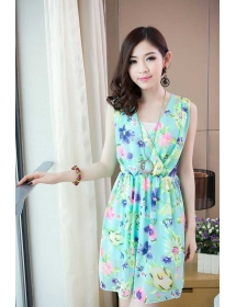 dress wanita kerah v-neck D1678