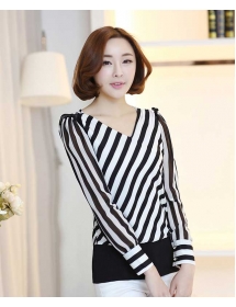 blouse salur lengan panjang T1810