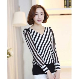 blouse salur lengan panjang T1810