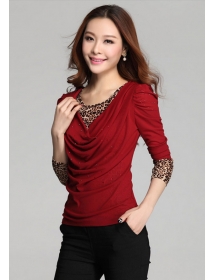 blouse leopard lengan panjang T1818