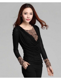 blouse leopard lengan panjang T1820