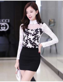 blouse brukat lengan panjang T1865