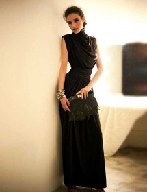 long dress wanita model turtle neck D1732