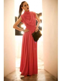 long dress wanita model turtle neck D1733