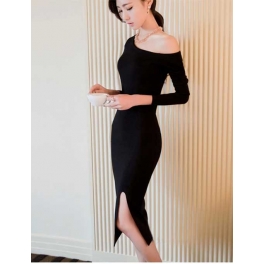 midi dress lengan panjang D1752