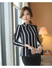 blouse salur lengan panjang T1898