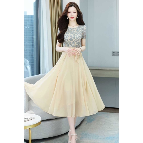 dress wanita korea D7342