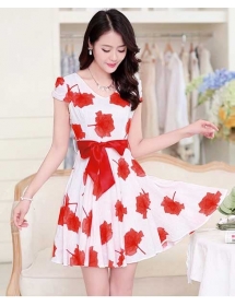 dress wanita motif bunga D1778