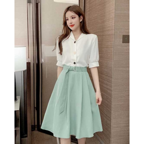 set atasan + rok wanita korea D7231