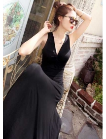 long dress v-neck D1893