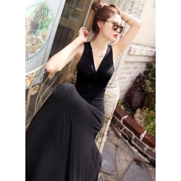 long dress v-neck D1893